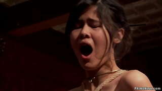 Smuk alle naturlige slaver Mandy Muse og Kendall er bundet og korporal straffet derefter anal kneppet af en stor pik John Stærk på brunch part i den Øverste Etage